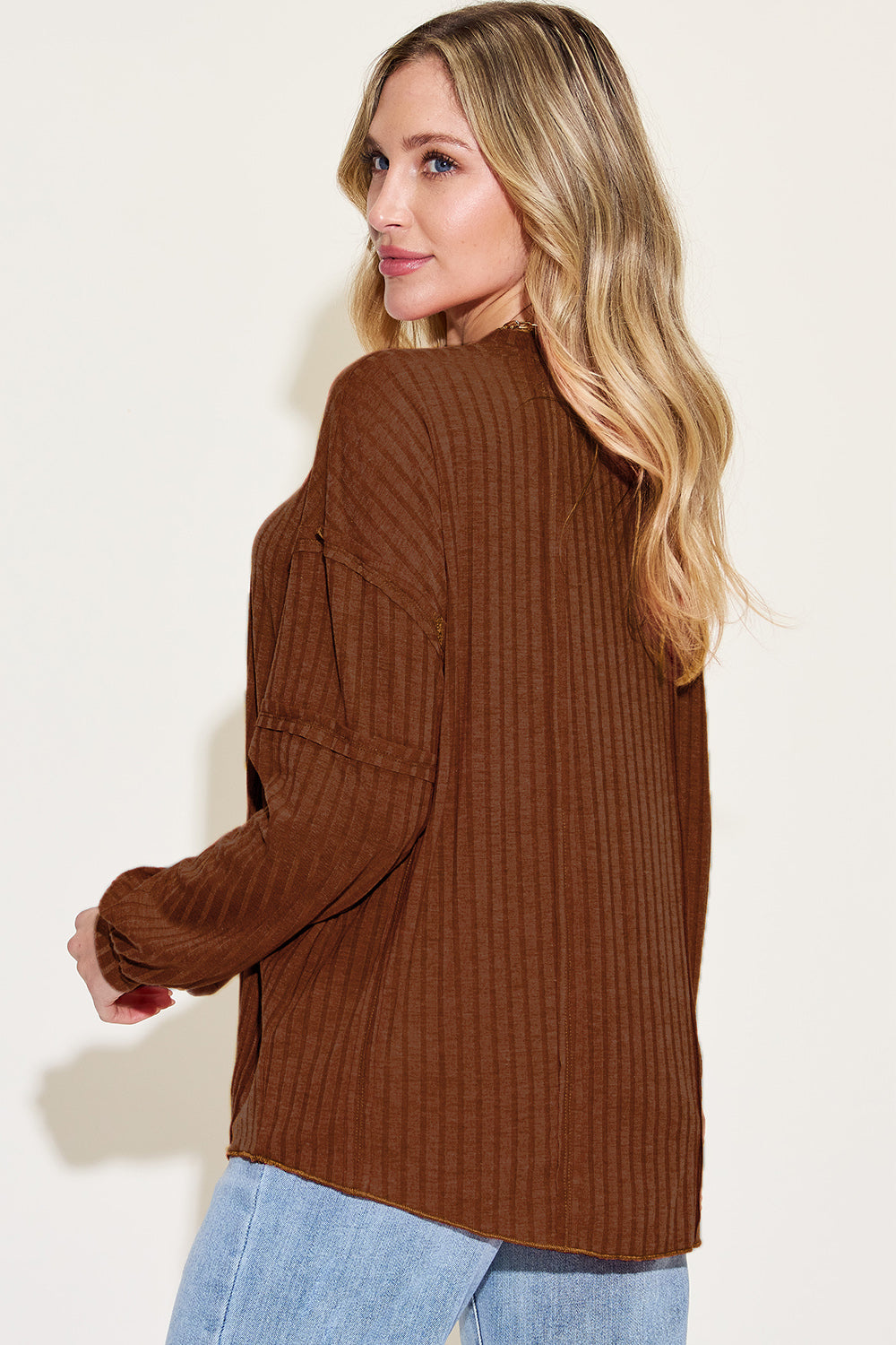 Basic Bae Full Size Ribbed Round Neck Long Sleeve T-Shirt Basic Bae Full Size Ribbed Round Neck Long Sleeve T-Shirt